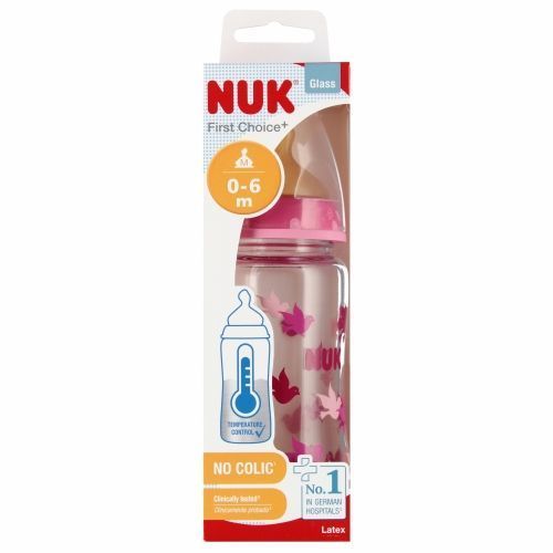 Nuk 443728 Üvegpalack 240 ml hőmérsékletmérővel 0-6 573372,10745122 Rózsaszín