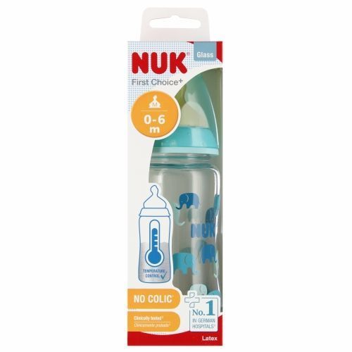 Nuk 443711 Üvegpalack 240 ml hőmérsékletmérővel 0-6 573370,10745122 Türkiz