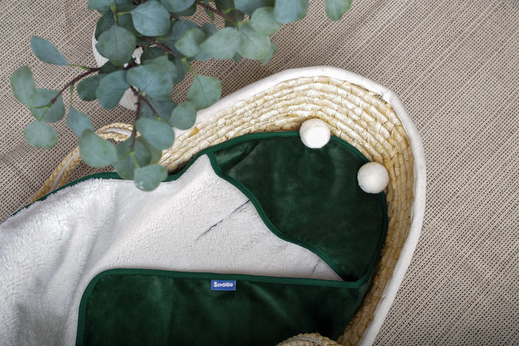 Sensillo Hordozókosár Swaddle plüss takaró 75x75 zöld
