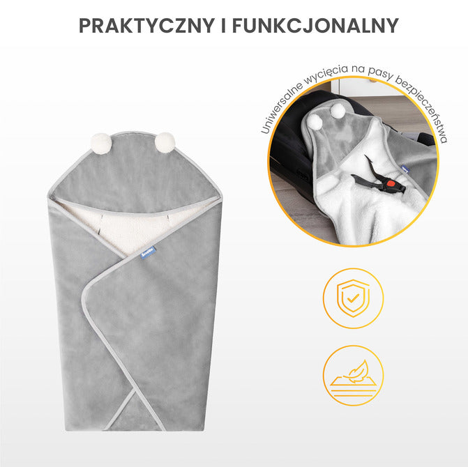 Sensillo Mózeskosár pólya plüss 75x75 szürke