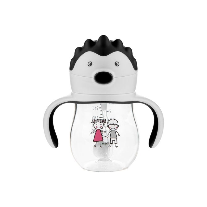 Akuku A0034 Tritan / Kiömlésmentes pohár 250 ml Súlyozott szívószállal és dupla fogantyúval, szürke