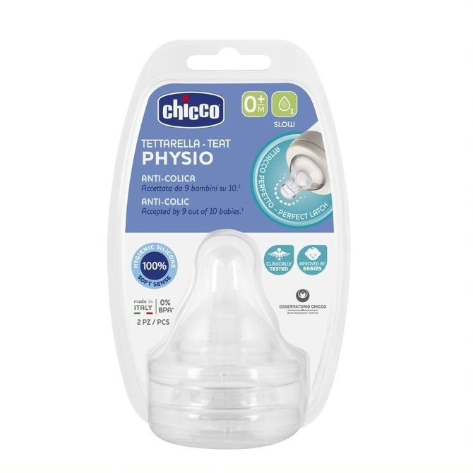 Chicco 122196 Cumisüveghez való cumi Perfect5 Slow szilikon 0 hónapos + 2 db