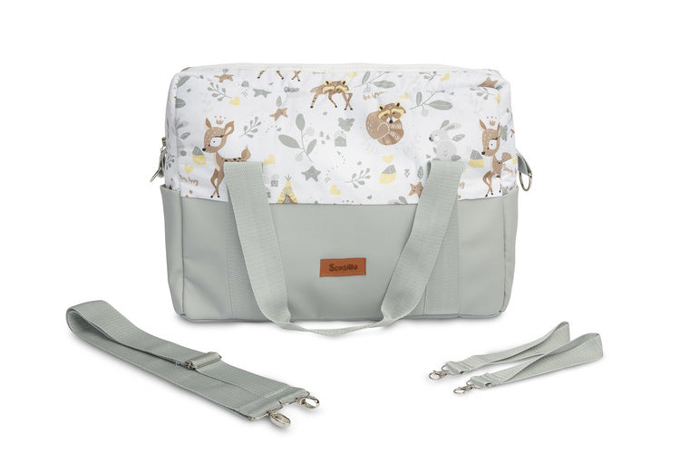 Sensillo Öko bőr babakocsitáska, fehér, erdei kaland