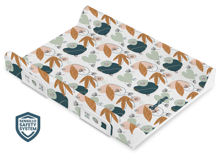 Sensillo Merevített pelenkázó alátét biztonsági rendszerrel - Garden Leaves Platinum