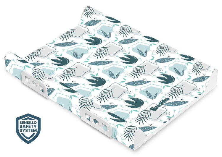 Sensillo Merevített pelenkázó alátét biztonsági rendszerrel – Garden Palms Platinum 70 cm