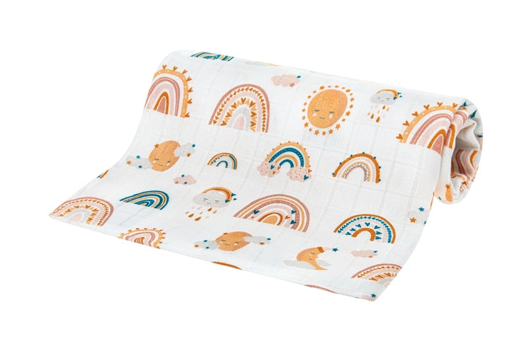 0356 Bambusz pelenka 75X75 Szivárvány