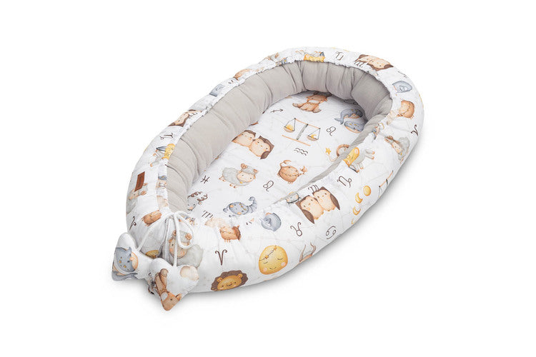 Sensillo Babafészek Muszlin - Szürke csillagjegy + Párna