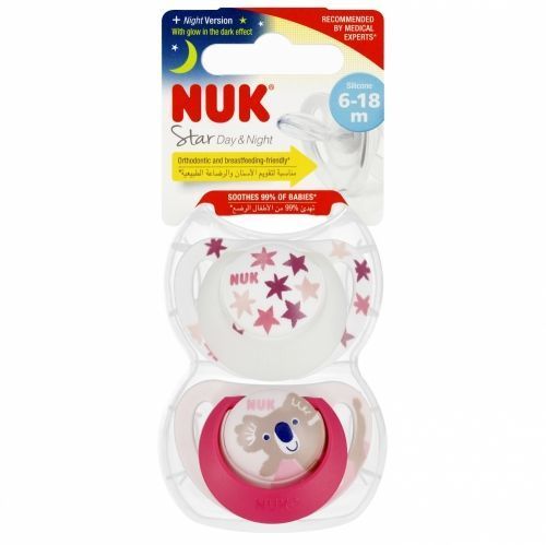 Nuk 9001 Star Nappali és Éjszakai Szilikon Cumi 6-18 2 db/doboz 539430, 736727