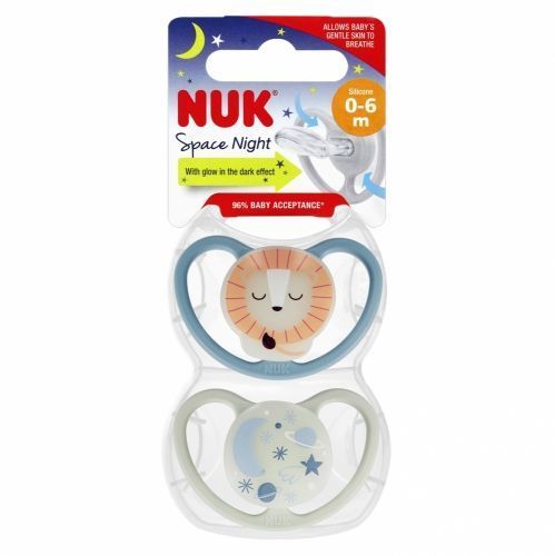 Nuk 0215 Space Night szilikon cumi 0-6 2 db/doboz 530188, 730578