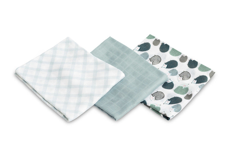 Sensillo Bambusz pelenka 3 db-os szettben, sündisznó mintás, kék, 70x80 cm