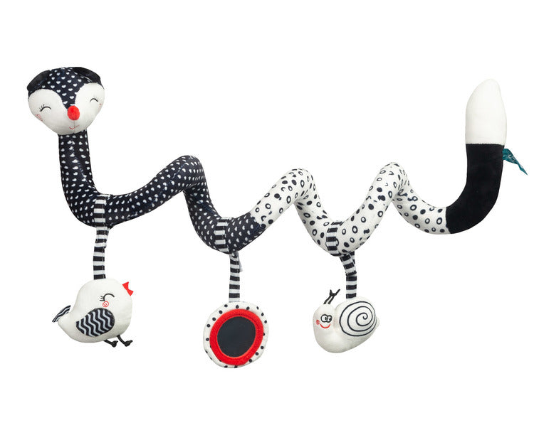 Fekete fehér rókás spirálos fejlesztő babajáték