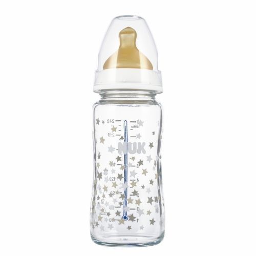 Nuk 443735 Üvegpalack 240 ml hőmérsékletmérővel 0-6 573371,10745122 Fehér