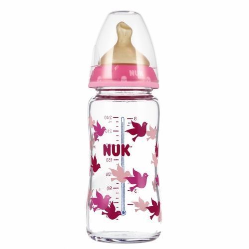 Nuk 443728 Üvegpalack 240 ml hőmérsékletmérővel 0-6 573372,10745122 Rózsaszín