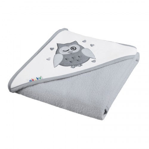 Akuku A1248 Baba Kapucnis Törölköző Bagoly Szürke