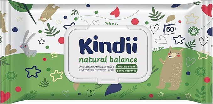 Kindii Natural Balance törlőkendők 60 db 54930
